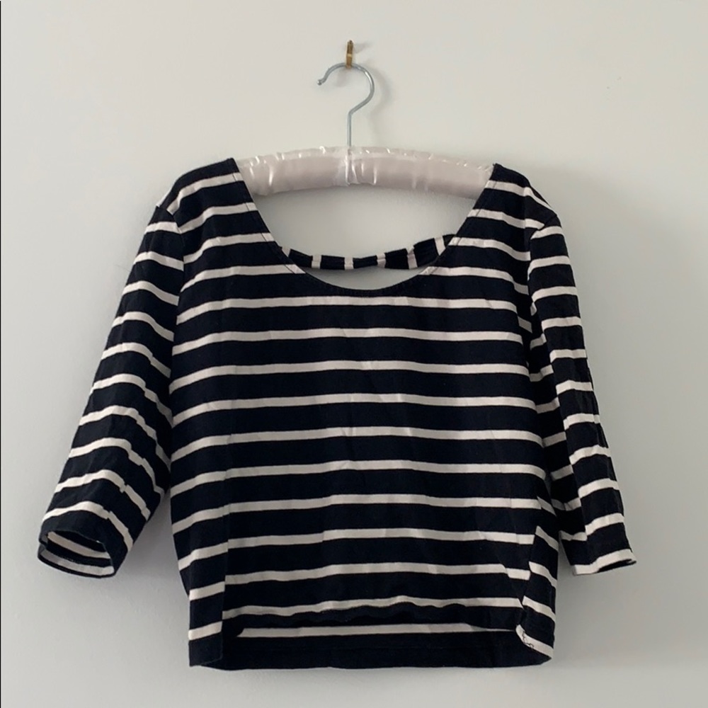 Striped Crop Top Open Back